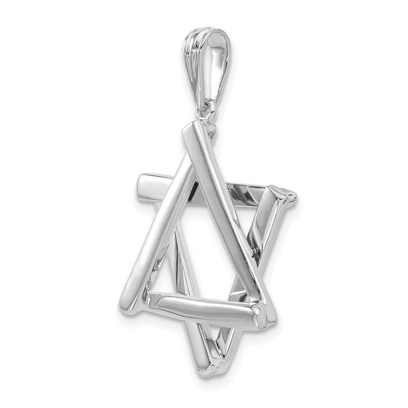 14k White Gold Star Of David Pendant